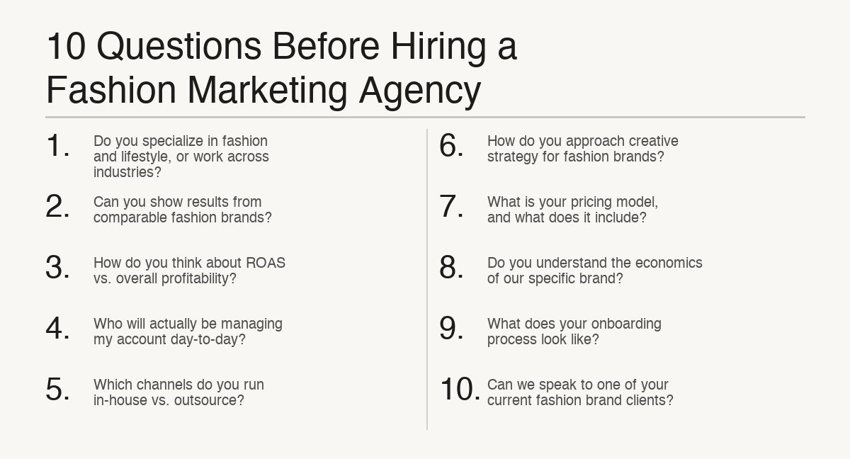 choose agency fashion checklist