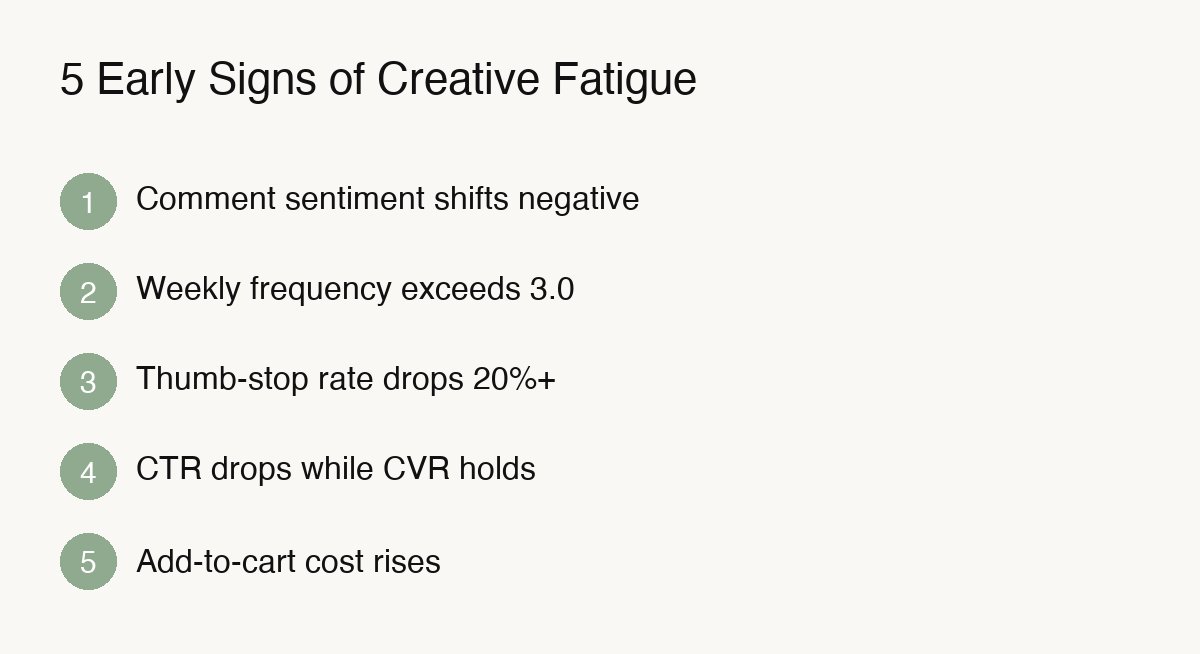 creative fatigue fashion meta ads infographic